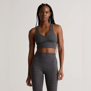 ❌SOLD Quince Ultra-Soft V-Neck Cropped Tank Medium Heather Charcoal